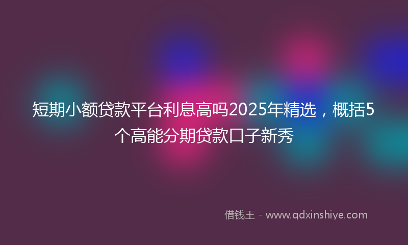 短期小额贷款平台利息高吗2025年精选，概括5个高能分期贷款口子新秀
