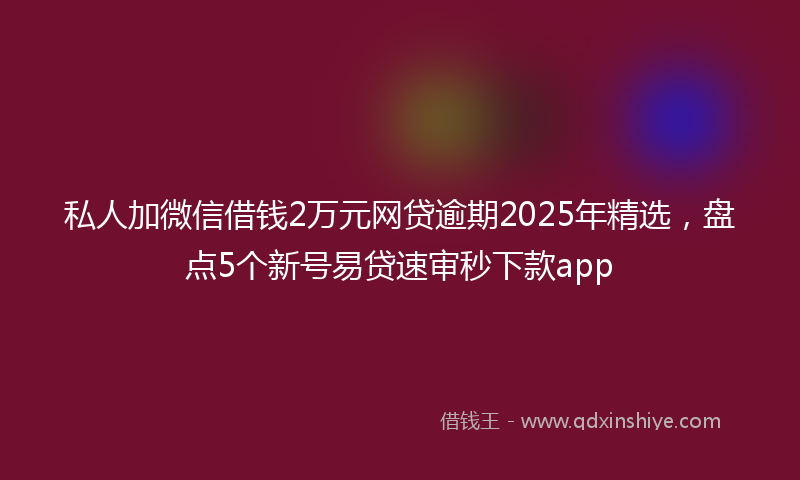 私人加微信借钱2万元网贷逾期2025年精选，盘点5个新号易贷速审秒下款app