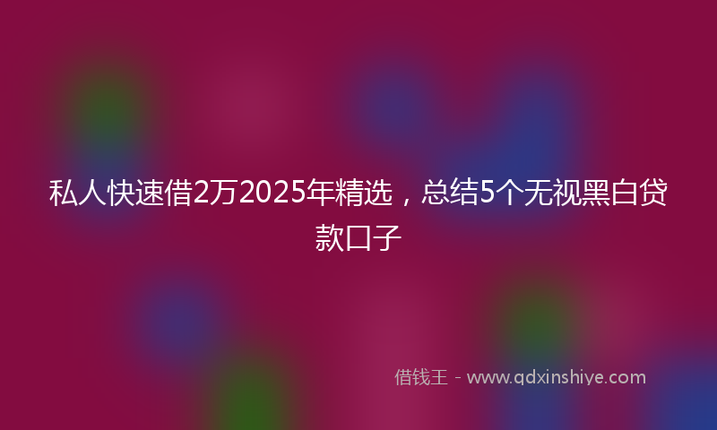 私人快速借2万2025年精选,总结5个无视黑白贷款口子