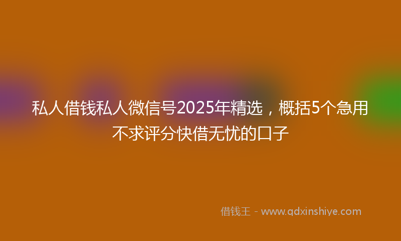 私人借钱私人微信号2025年精选，概括5个急用不求评分快借无忧的口子