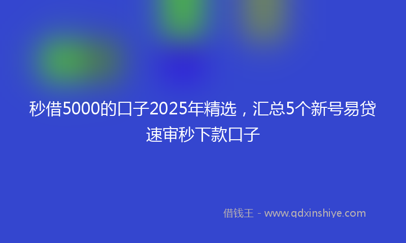 秒借5000的口子2025年精选，汇总5个新号易贷速审秒下款口子