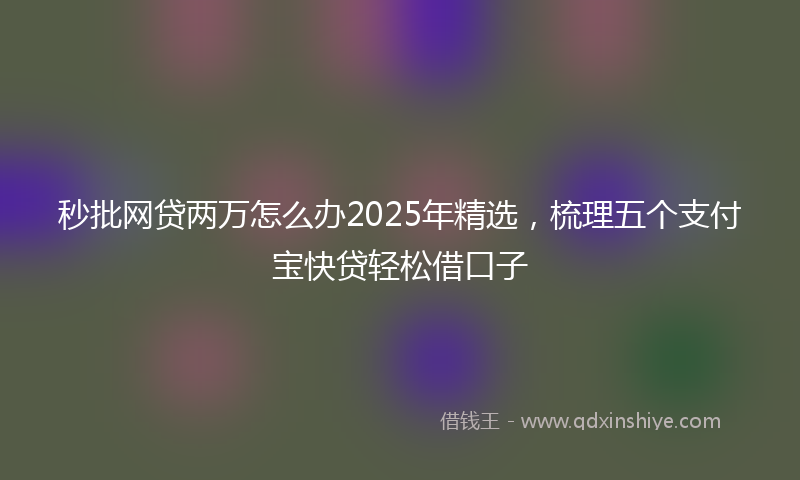 秒批网贷两万怎么办2025年精选，梳理五个支付宝快贷轻松借口子