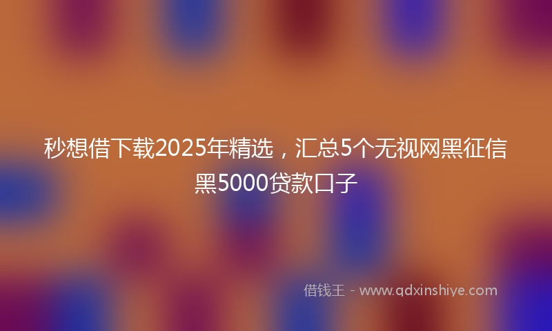秒想借下载2025年精选，汇总5个无视网黑征信黑5000贷款口子