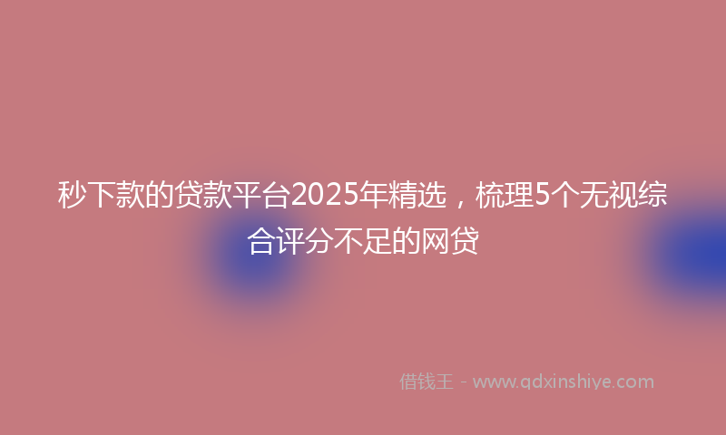 秒下款的贷款平台2025年精选，梳理5个无视综合评分不足的网贷