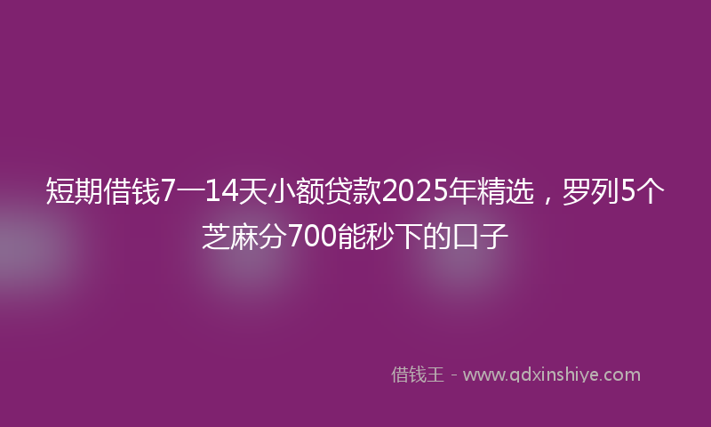 短期借钱7一14天小额贷款2025年精选，罗列5个芝麻分700能秒下的口子