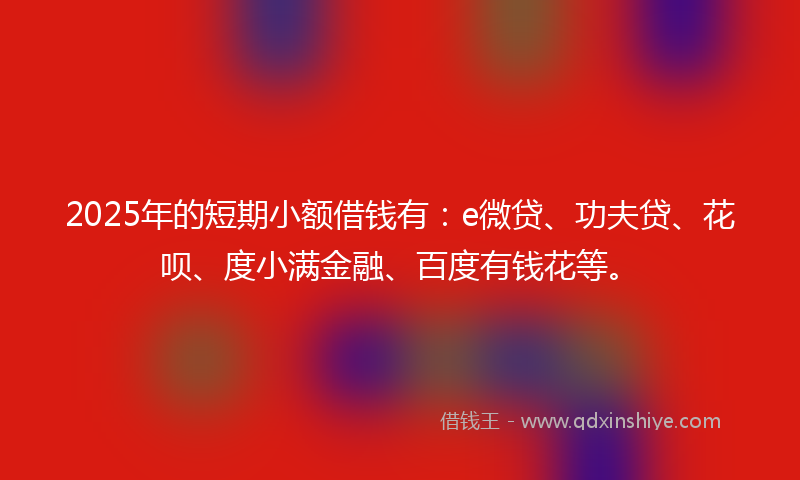 2025年的短期小额借钱有：e微贷、功夫贷、花呗、度小满金融、百度有钱花等。