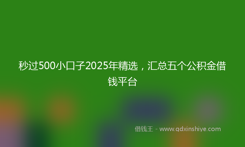 秒过500小口子2025年精选，汇总五个公积金借钱平台