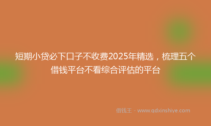 短期小贷必下口子不收费2025年精选，梳理五个借钱平台不看综合评估的平台