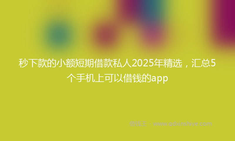 秒下款的小额短期借款私人2025年精选，汇总5个手机上可以借钱的app