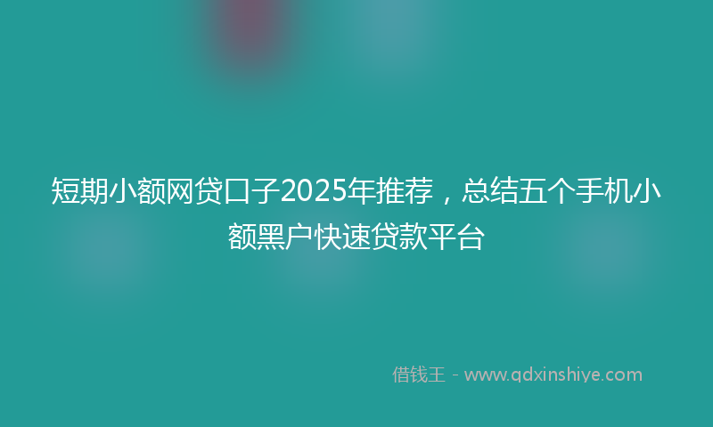 短期小额网贷口子2025年推荐,总结五个手机小额黑户快速贷款平台