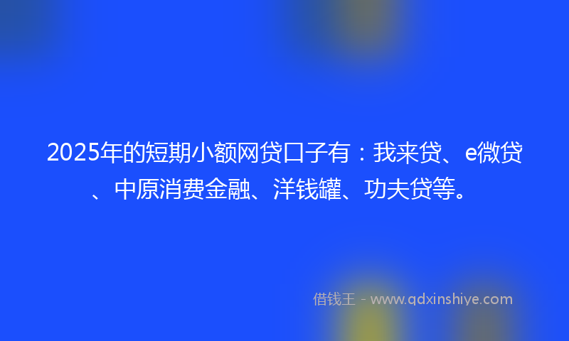 2025年的短期小额网贷口子有：我来贷、e微贷、中原消费金融、洋钱罐、功夫贷等。