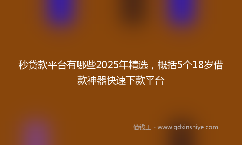 秒贷款平台有哪些2025年精选，概括5个18岁借款神器快速下款平台