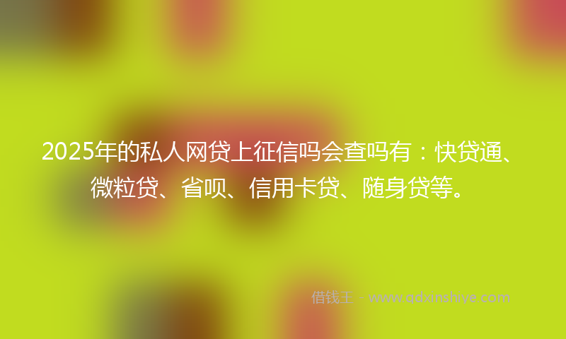 2025年的私人网贷上征信吗会查吗有:快贷通、微粒贷、省呗、信用卡贷、随身贷等。