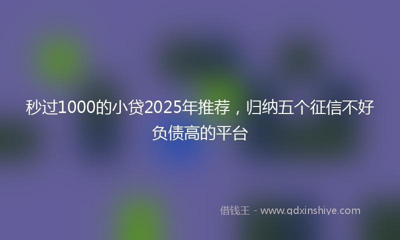 秒过1000的小贷2025年推荐，归纳五个征信不好负债高的平台