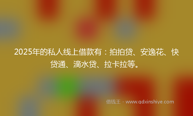 2025年的私人线上借款有：拍拍贷、安逸花、快贷通、滴水贷、拉卡拉等。