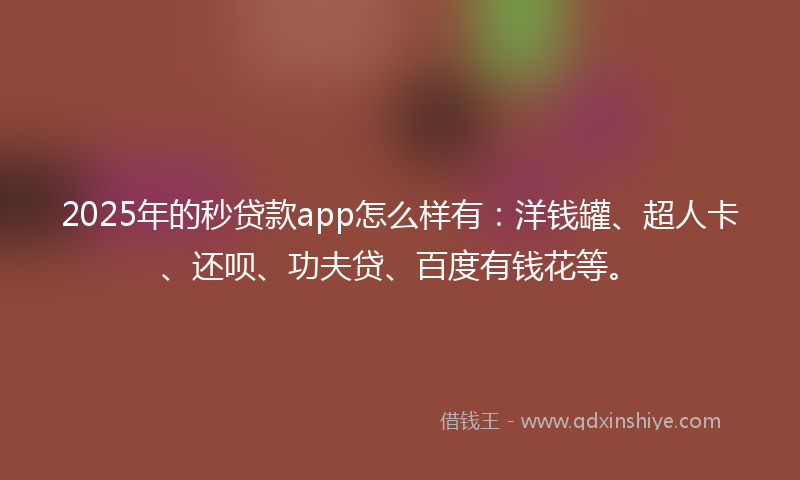 2025年的秒贷款app怎么样有：洋钱罐、超人卡、还呗、功夫贷、百度有钱花等。