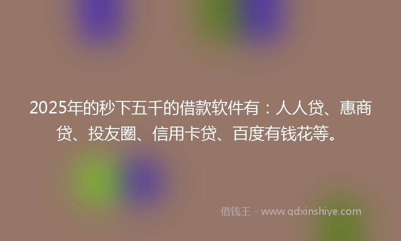 2025年的秒下五千的借款软件有：人人贷、惠商贷、投友圈、信用卡贷、百度有钱花等。