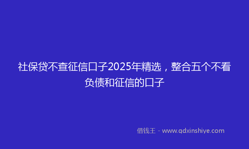 社保贷不查征信口子2025年精选，整合五个不看负债和征信的口子