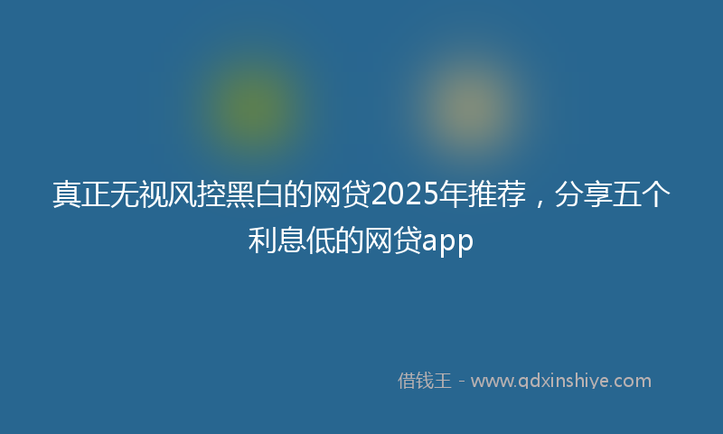 真正无视风控黑白的网贷2025年推荐,分享五个利息低的网贷app