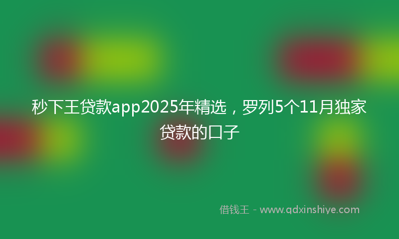秒下王贷款app2025年精选，罗列5个11月独家贷款的口子