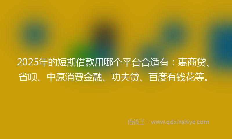 2025年的短期借款用哪个平台合适有：惠商贷、省呗、中原消费金融、功夫贷、百度有钱花等。
