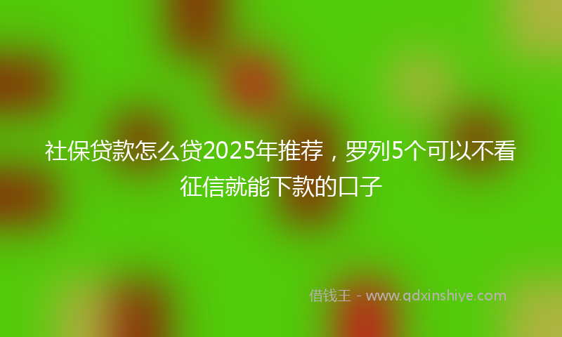 社保贷款怎么贷2025年推荐，罗列5个可以不看征信就能下款的口子