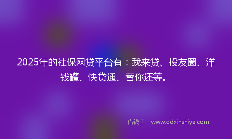 2025年的社保网贷平台有：我来贷、投友圈、洋钱罐、快贷通、替你还等。