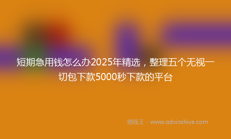 短期急用钱怎么办2025年精选，整理五个无视一切包下款5000秒下款的平台