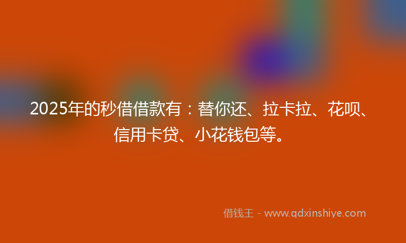 2025年的秒借借款有：替你还、拉卡拉、花呗、信用卡贷、小花钱包等。