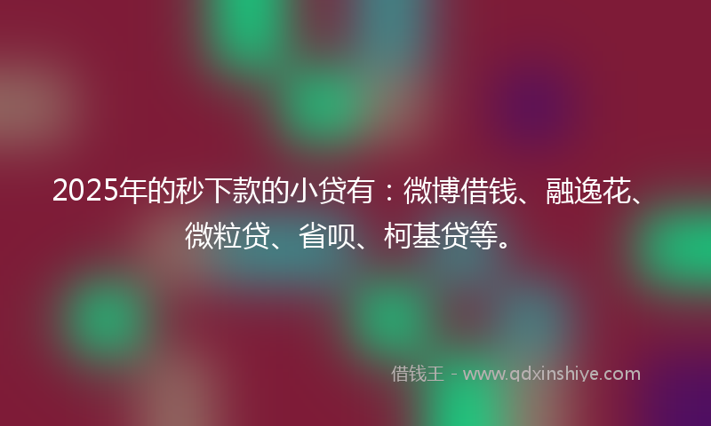2025年的秒下款的小贷有：微博借钱、融逸花、微粒贷、省呗、柯基贷等。