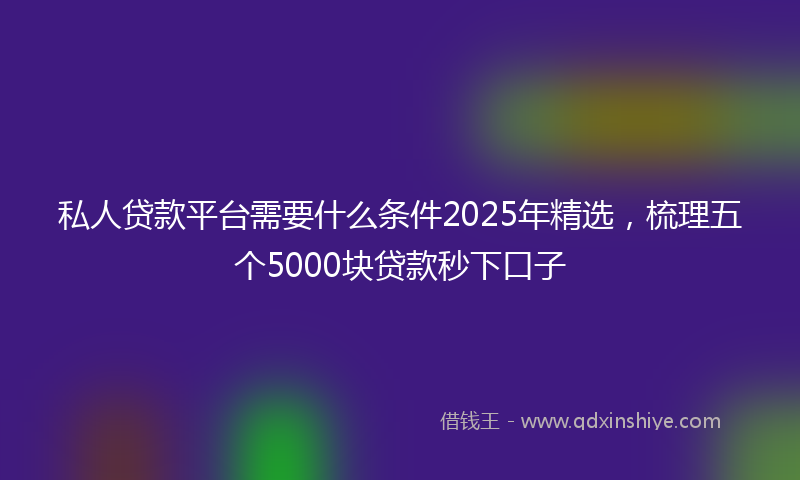 私人贷款平台需要什么条件2025年精选，梳理五个5000块贷款秒下口子