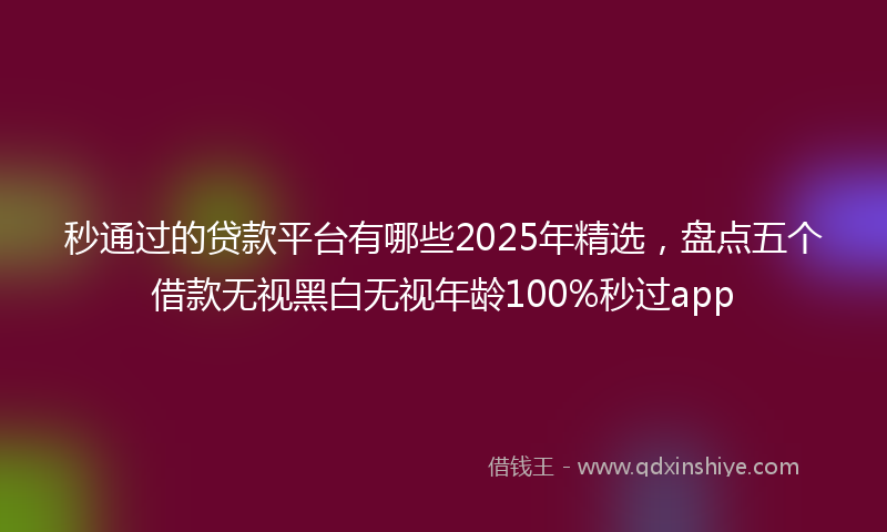 秒通过的贷款平台有哪些2025年精选，盘点五个借款无视黑白无视年龄100%秒过app
