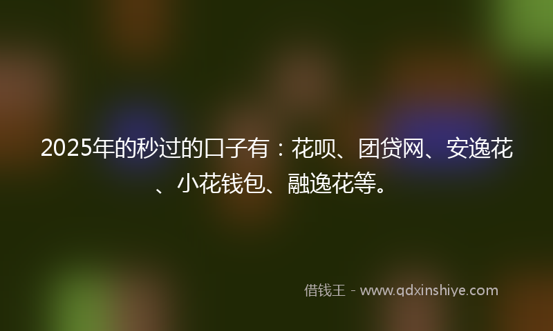 2025年的秒过的口子有：花呗、团贷网、安逸花、小花钱包、融逸花等。