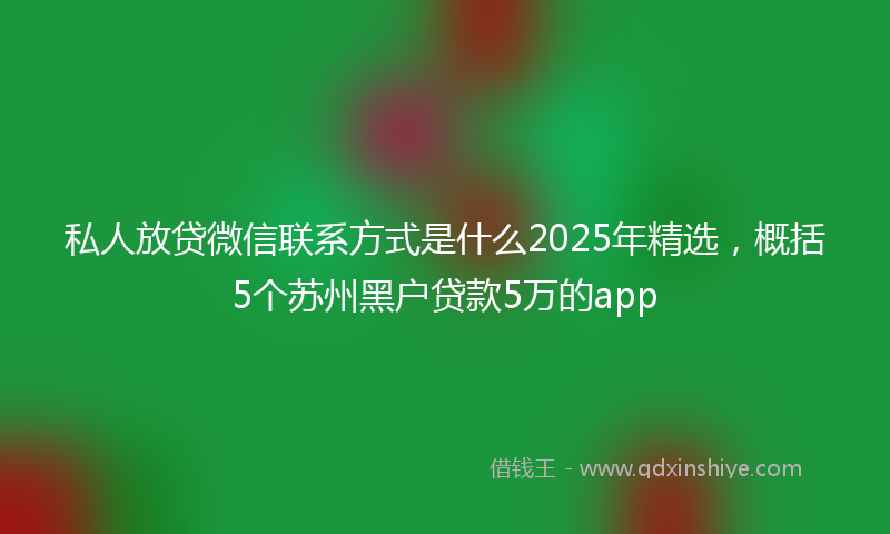 私人放贷微信联系方式是什么2025年精选，概括5个苏州黑户贷款5万的app