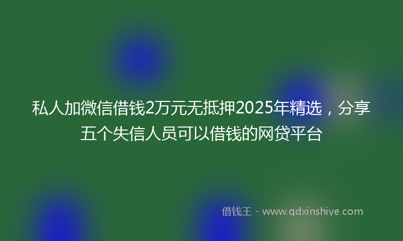 私人加微信借钱2万元无抵押2025年精选,分享五个失信人员可以借钱的网贷平台