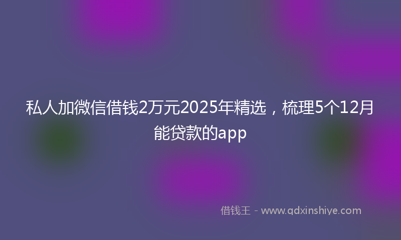 私人加微信借钱2万元2025年精选,梳理5个12月能贷款的app