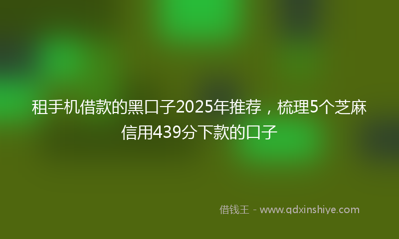 租手机借款的黑口子2025年推荐，梳理5个芝麻信用439分下款的口子