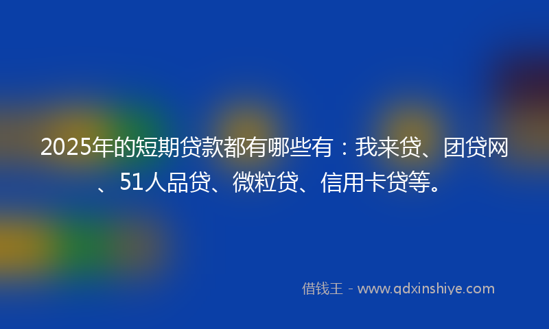 2025年的短期贷款都有哪些有：我来贷、团贷网、51人品贷、微粒贷、信用卡贷等。