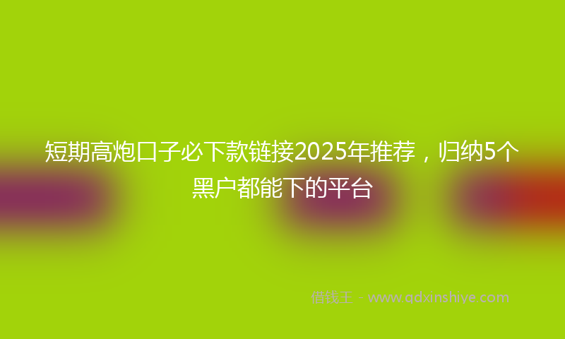 短期高炮口子必下款链接2025年推荐，归纳5个黑户都能下的平台