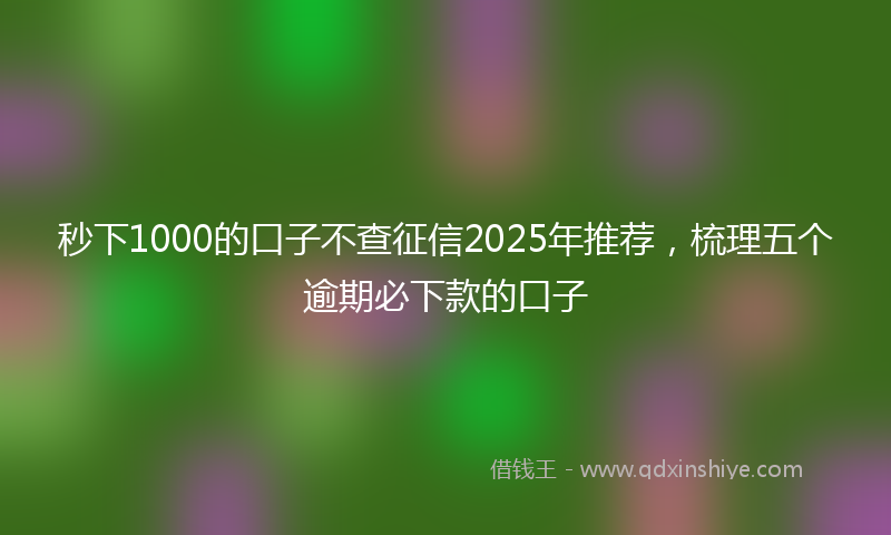 秒下1000的口子不查征信2025年推荐，梳理五个逾期必下款的口子