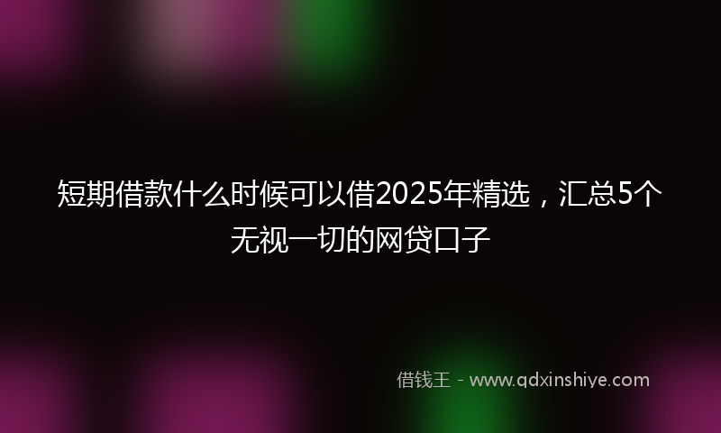 短期借款什么时候可以借2025年精选，汇总5个无视一切的网贷口子