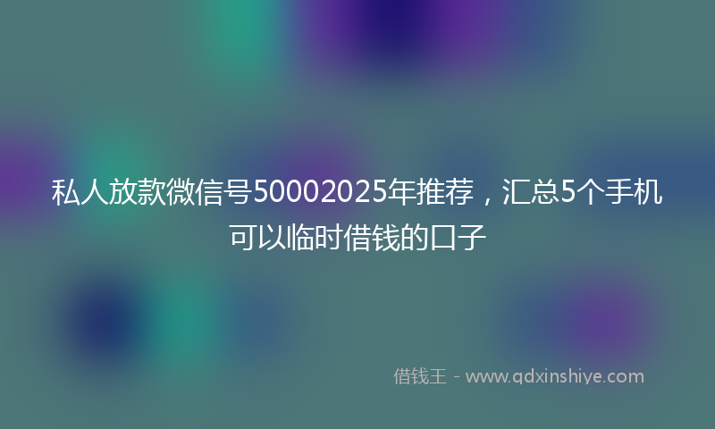 私人放款微信号50002025年推荐，汇总5个手机可以临时借钱的口子