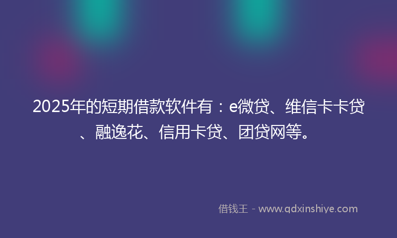 2025年的短期借款软件有：e微贷、维信卡卡贷、融逸花、信用卡贷、团贷网等。