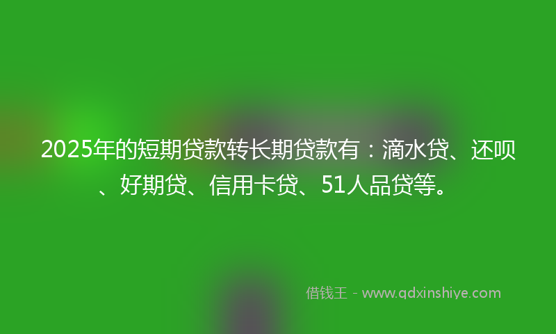 2025年的短期贷款转长期贷款有：滴水贷、还呗、好期贷、信用卡贷、51人品贷等。