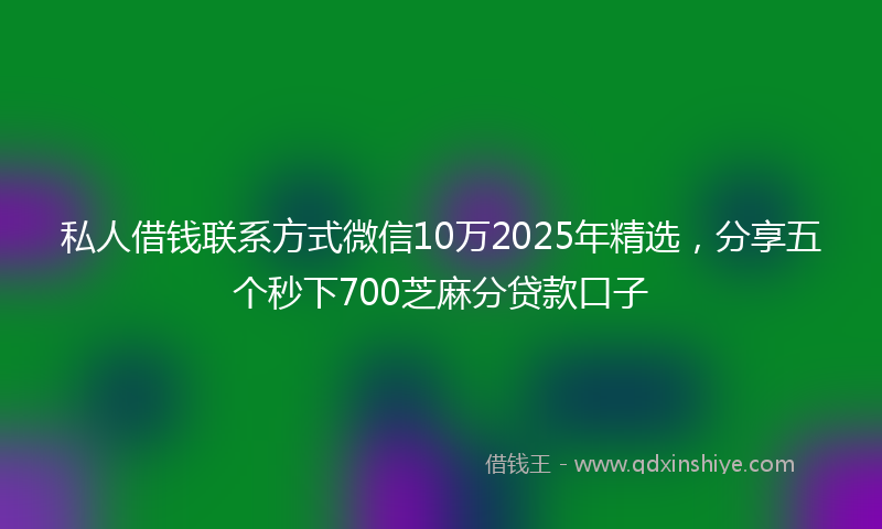私人借钱联系方式微信10万2025年精选，分享五个秒下700芝麻分贷款口子