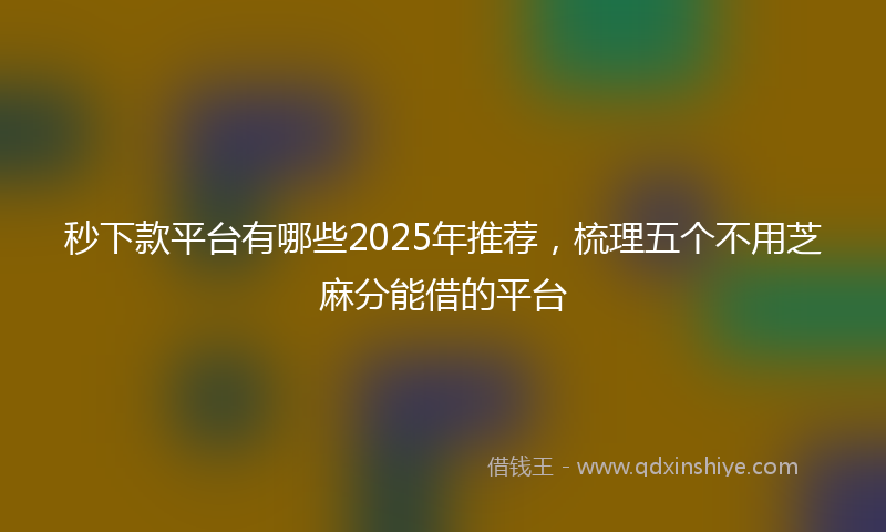 秒下款平台有哪些2025年推荐，梳理五个不用芝麻分能借的平台