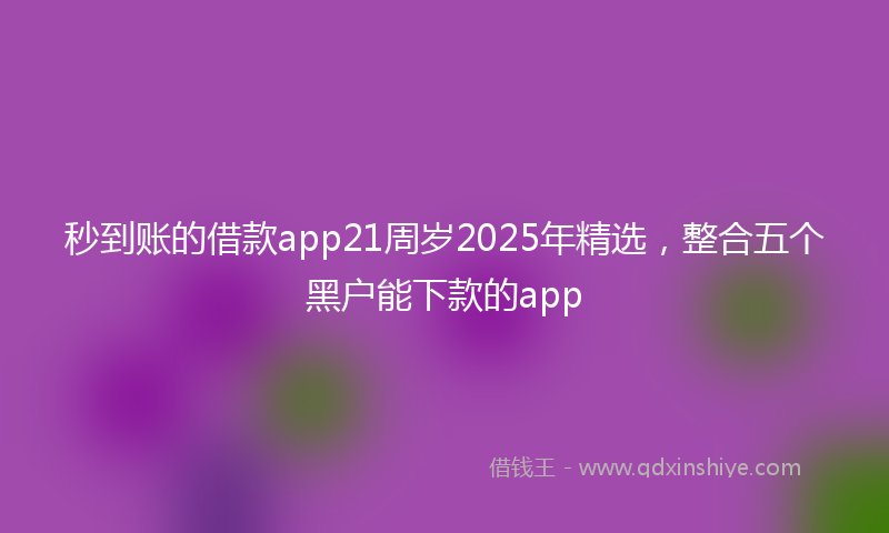 秒到账的借款app21周岁2025年精选，整合五个黑户能下款的app