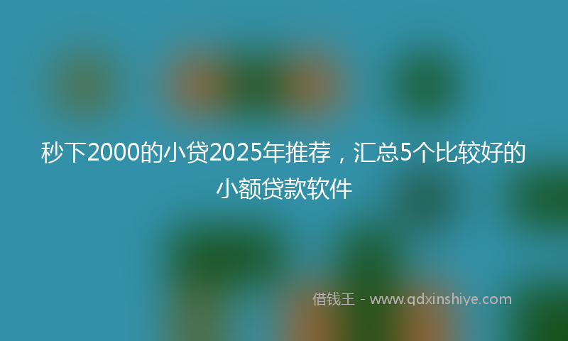 秒下2000的小贷2025年推荐，汇总5个比较好的小额贷款软件