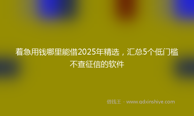 着急用钱哪里能借2025年精选，汇总5个低门槛不查征信的软件