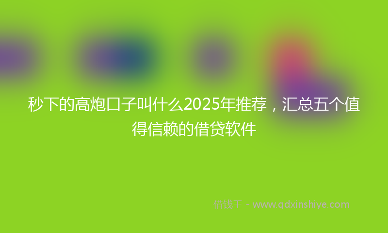 秒下的高炮口子叫什么2025年推荐，汇总五个值得信赖的借贷软件